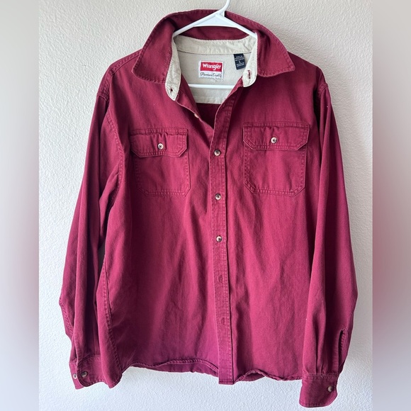 Wrangler Long Sleeve deep Red Mens Premium Quality Button Up 100%Cotton - Picture 1 of 4